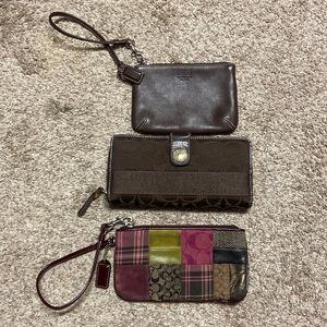 Lot of 3 Assorted Designer Coach Wallets/Wristlets. Nice Variety!